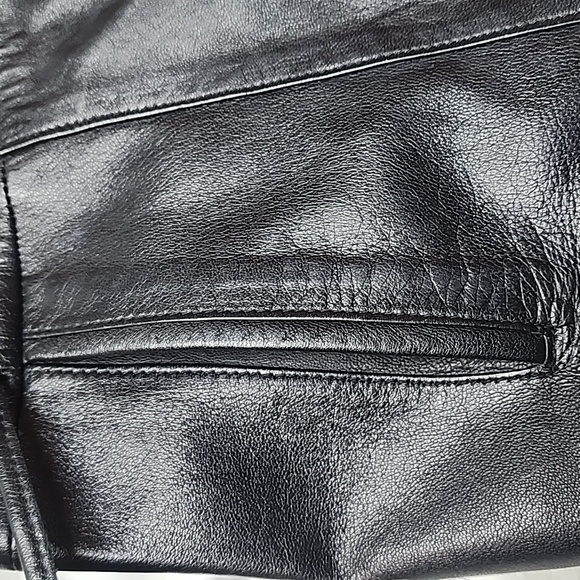 Pelle Studio Wilsons Leather Women's Black Leather Jacket Leopard Lining & Cuffs - Picture 8 of 14